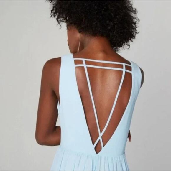 Fame and Partners Summer Angel Dress Size 10 Ice Blue Plunge‎ Slit Leg Gown Glam - Picture 6 of 12